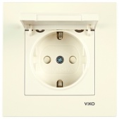 90960112 KARRE Розетка с зазем/защ шторкой/крышкой бежевая