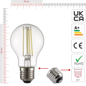 LampLED A60 6,5W E27 CLEAR 806LM 4000K 85-265V TEKLED