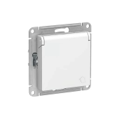 SE AtlasDesign Бел Розетка с/з со шторками с крышкой 16A, IP20 механизм