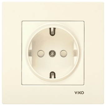 90960142 KARRE Розетка с зазем/защ шторкой бежевая